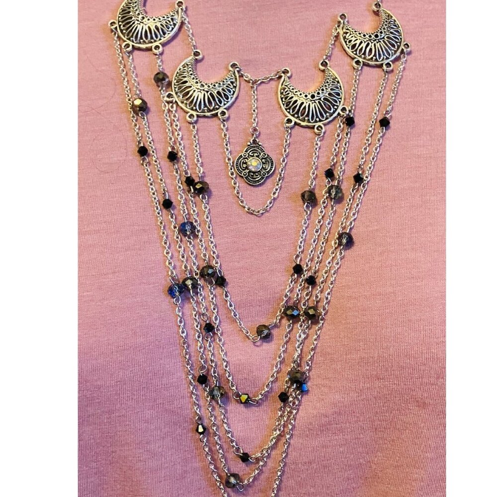 Silver layered necklace